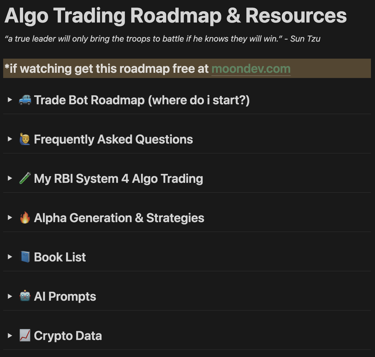 Algo Trading Roadmap