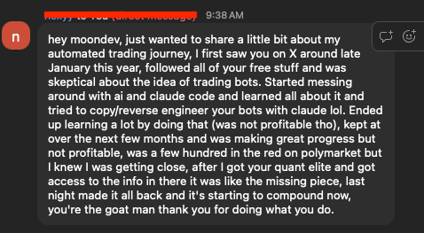 Moon Dev testimonial 116
