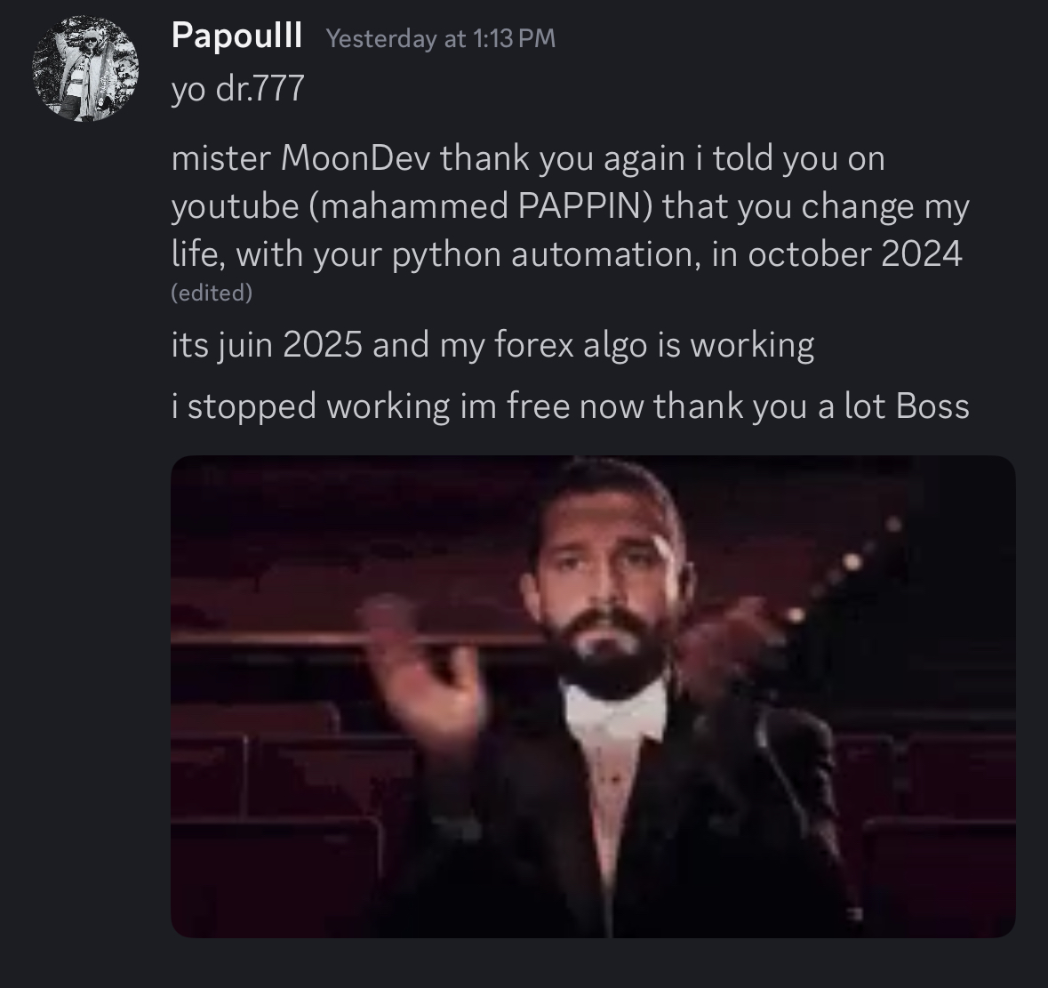 Moon Dev testimonial 91